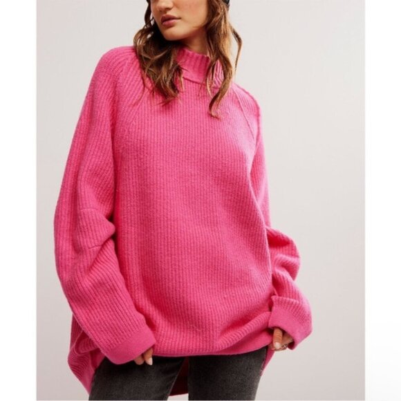 NWT FREE PEOPLE Sunbeam Sweater / Hot Pink Size S - Picture 1 of 14